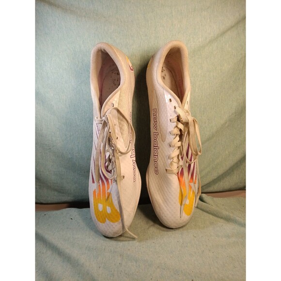 New Balance SD100v4 Men's White Vibrant Apricot racing spikes Sz 12 - Picture 2 of 6